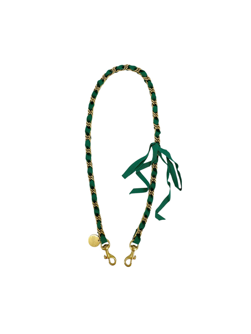 CLARE V. Shoulder Strap in Fern Grosgrain Chain
